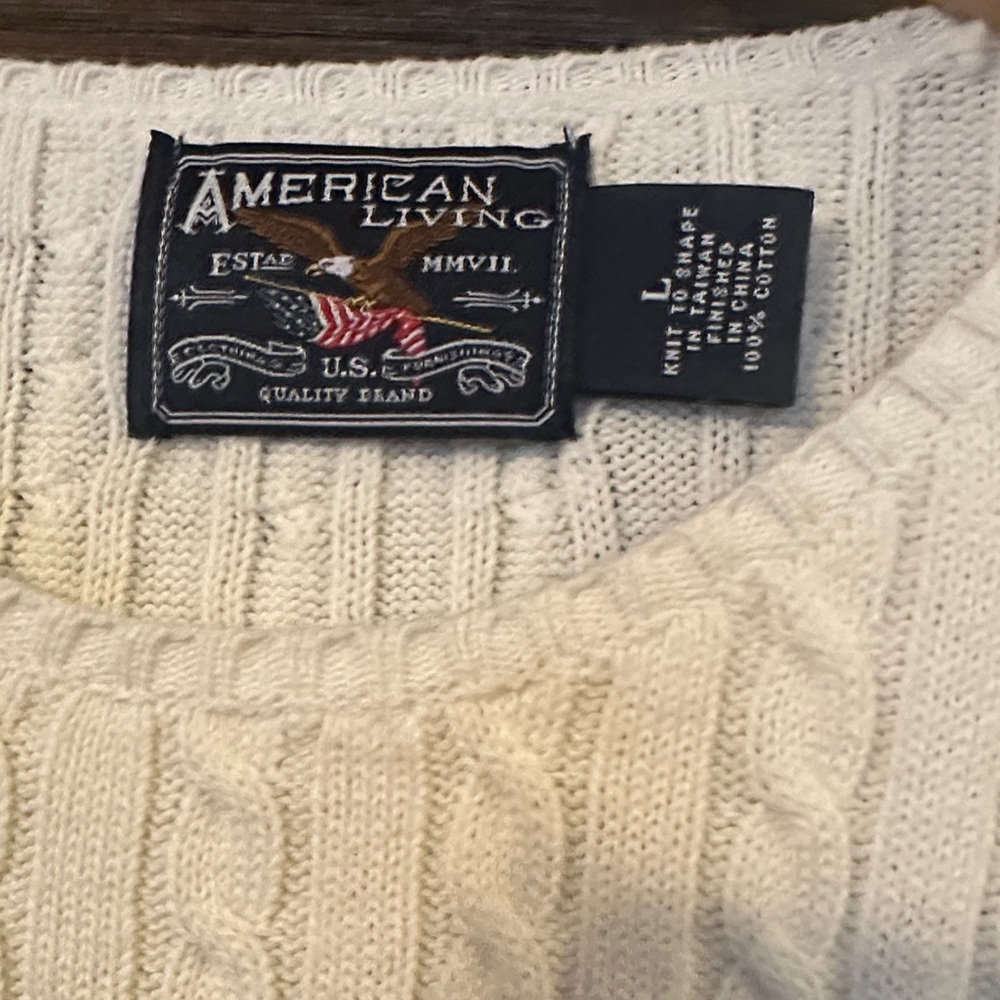 American Living White Cable Knit Sweater - Picture 2 of 6